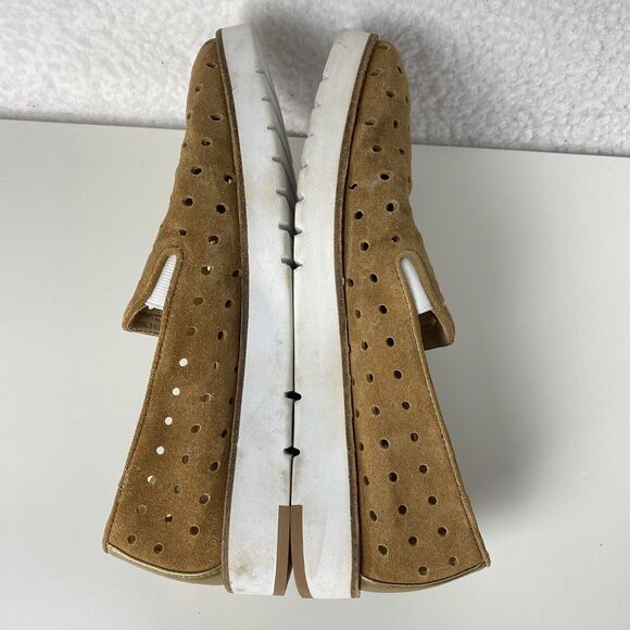 Johnston & Murphy Loafers Womens Sz 8.5M Brown Penelope Perforated Suede Slip On - Picture 7 of 12